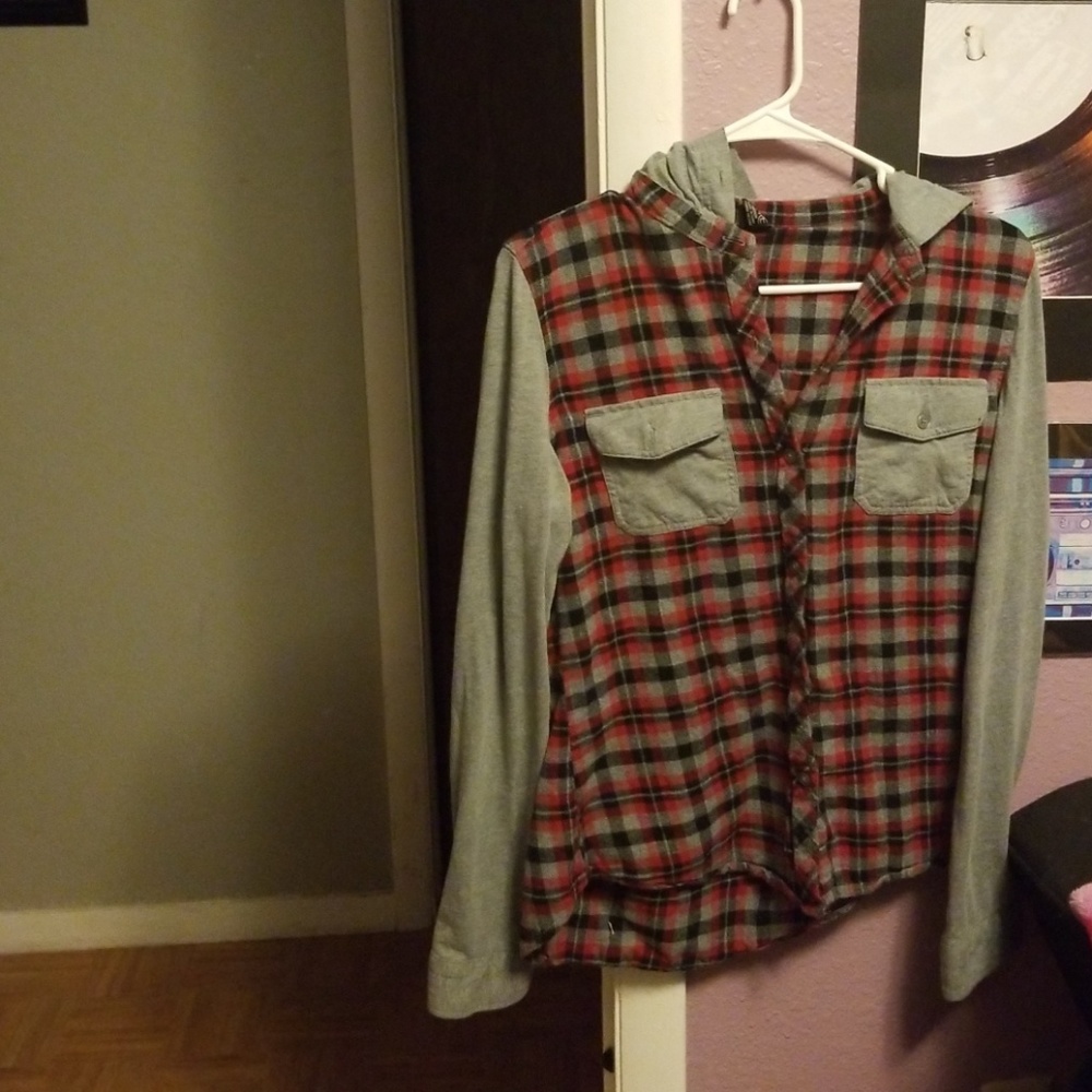 Hooded plaid longsleeve